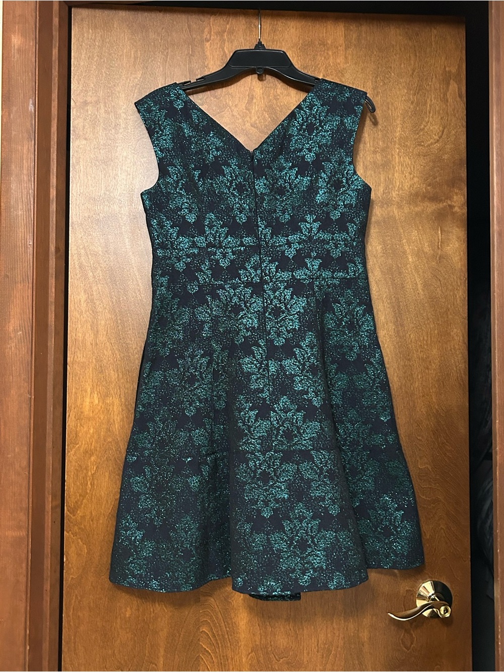 Nanette Lepore Brocade Dress Metallic Blue Teal Sparkle Floral Dress, Size 8 - Picture 10 of 16
